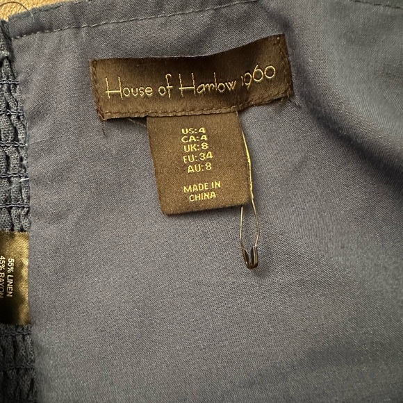 New House Of Harlow 1960 Women’s Halter Neck Crop Top Navy Blue - Picture 8 of 10